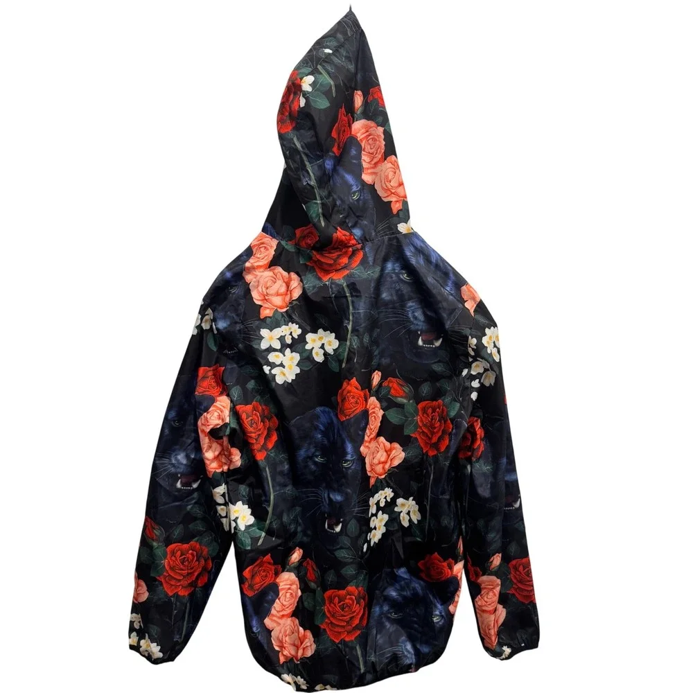 Reason Brand Floral Panther Windbreaker Jacket Hoodie Anorak Medium‎ Streetwear